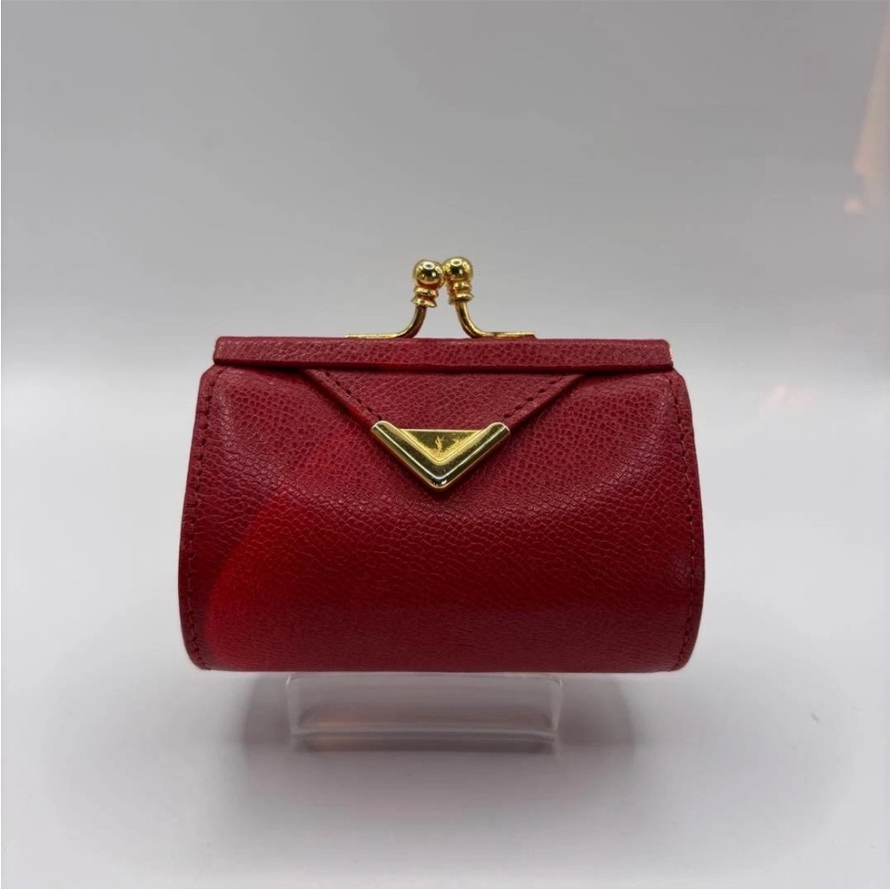 Yves Saint Laurent Red Coin Purse with Gold Accents - Picture 1 of 13